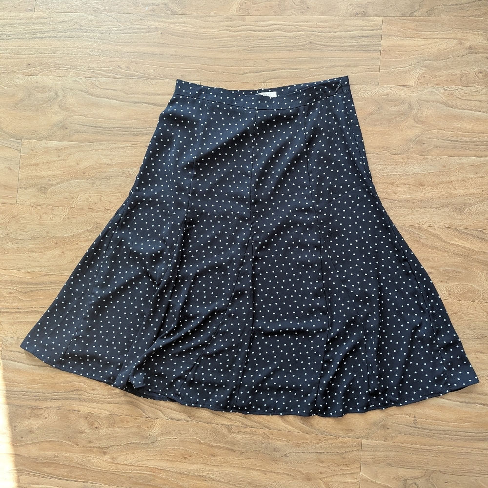 LOFT Navy Polka Dot Skirt